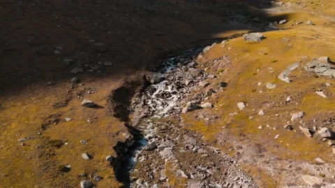 Aerial view of the river in the mountain valley Stock Footage 161573151