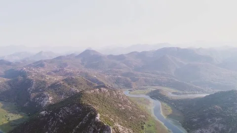 Aerial view of the river in the mountains Stock Footage 80669227