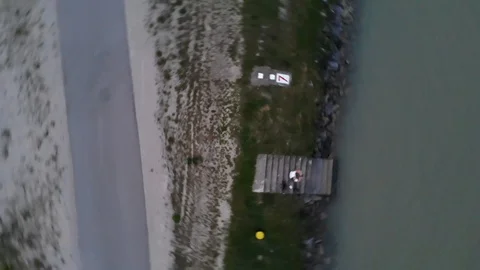 Aerial view of river next to harbor Stock Footage 116718110