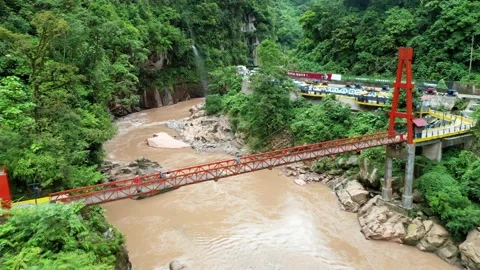 Aerial view of river rio velo de la novia Ucayali Peru Stock Footage 219414249