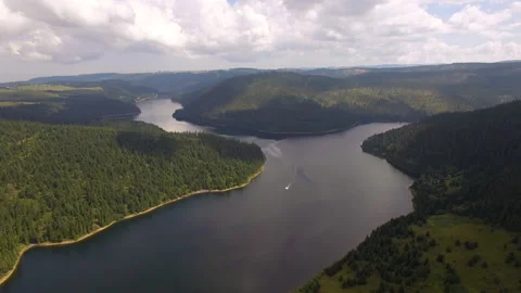 Aerial view of a river in Romania Stock Footage 151272748
