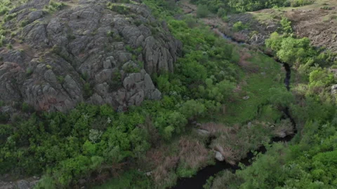 Aerial view of a river running through a canyon in the mountains. Stock Footage 149072057