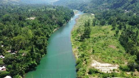 Aerial view of a river in a rural area 4k Stock Footage 265077286