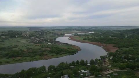 Aerial view of the river shoreline riverbed landscape Stock Footage 199975708