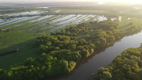 Aerial view of the river shoreline riverbed landscape Stock Footage 199978567
