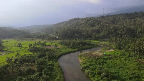 Aerial View Of River Side Stock Footage 268666969