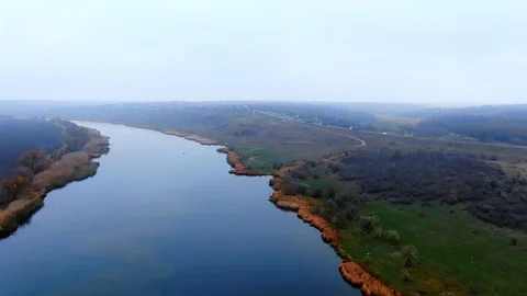 Aerial view of river Southern Bug Stock Footage 121402603