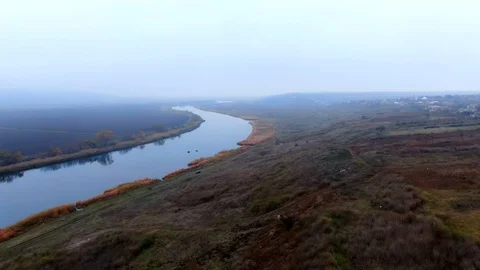 Aerial view of river Southern Bug Stock Footage 121403244