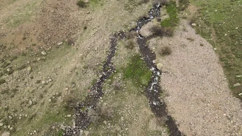 Aerial view river stream nature Stock Footage 240660077