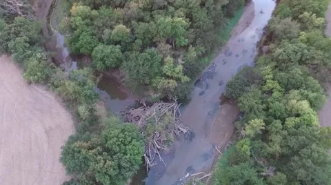 Aerial View of River at Sunet Stock Footage 64978298