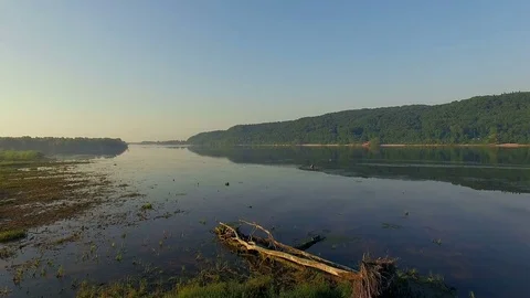 Aerial view of river at sunset Stock Footage 83958327