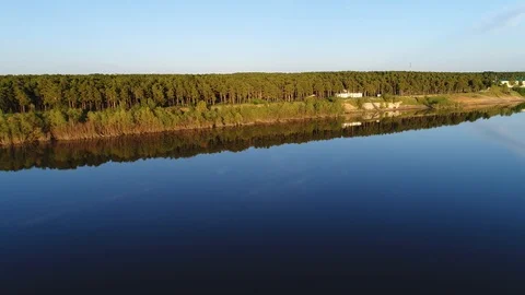 Aerial view of the river at sunset Stock Footage 91620534