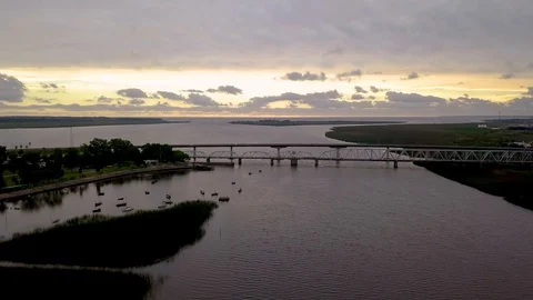 Aerial view of a river at sunset Stock Footage 101943930