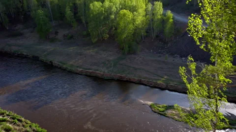 Aerial View of River Surrounded by Trees Stock Footage 275203523