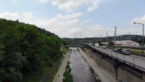Aerial view of river in vienna Stock Footage 116718546