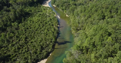 Aerial View Of A River Within Devils Backbone Wilderness Area In The Mark Twain Stock Footage 325690267