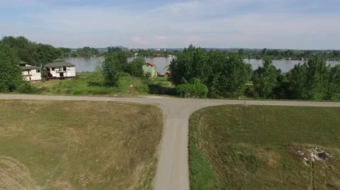Aerial view of riverside Stock Footage 50712130