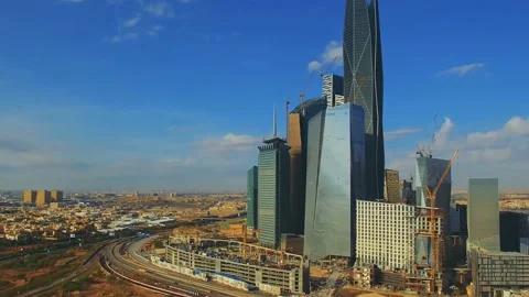 Aerial view of Riyadh downtown in Riyadh, Saudi Arabia. 스톡 동영상 114503186