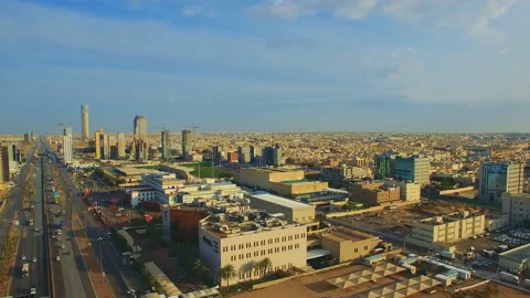 Aerial view of Riyadh downtown in Riyadh, Saudi Arabia. 스톡 동영상 114505790