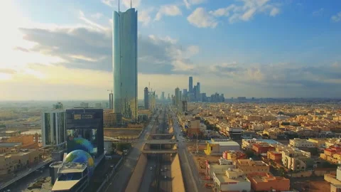 Aerial view of Riyadh downtown in Riyadh, Saudi Arabia. Video stock 114506301