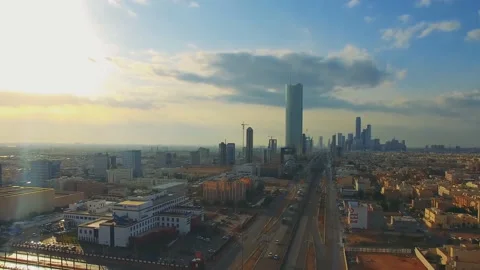 Aerial view of Riyadh downtown in Riyadh, Saudi Arabia. 스톡 동영상 114507181