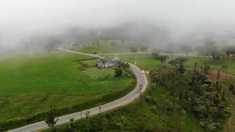Aerial view of a road and clouds in Sri Lanka highland Video stock 170149467