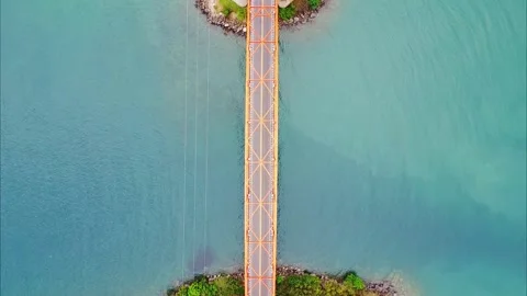 Aerial view of a road bridge between tropical islands Stock Footage 262753427