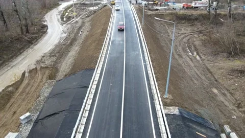 Aerial view of a road bridge under construction. road and bridge under Stock Footage 231000749