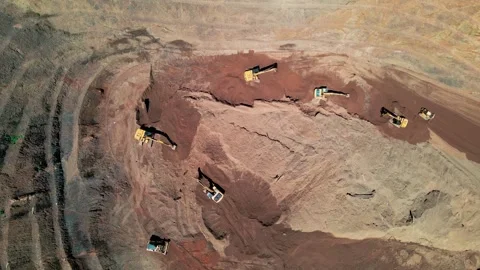 Aerial view of road construction activities using heavy machinery and equipment Stock Footage 266103744