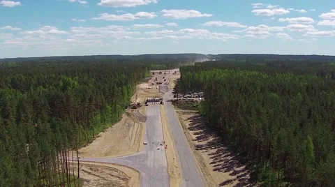 Aerial View of Road Construction Stock Footage 51937355