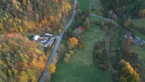 Aerial view of the road in contryside Stock Footage 223243497