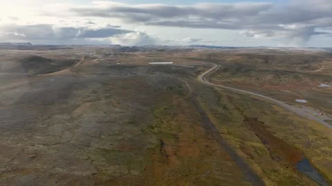 Aerial view of road cutting through landscape, Norway. Stock Footage 313741534