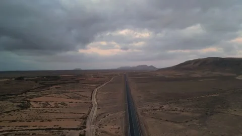 Aerial view of a road in El Cotillo, Spain. Stock Footage 340612300