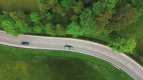 Aerial view of the road in the forest Stock Footage 246712560