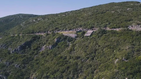 Aerial View on the Road on Hillside Stockbeeldmateriaal 72308094