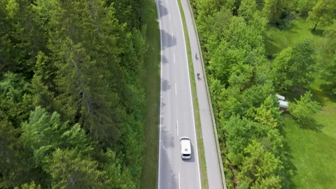 Aerial View of a Road Intersection in a Forest Stock-Footage 277801041