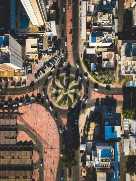Aerial view of the road intersection in Kuwait Stock Photos