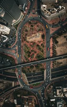Aerial view of the road intersection in Kuwait City Stock Photos