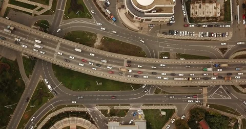 Aerial view of the road junction. Stock Footage 97357675