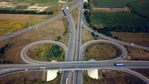 Aerial view of road junction Stock-Footage 126115588