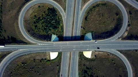 Aerial view of road junction Video stock 126115956