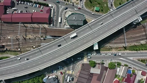 Aerial view of the road junction in sochi, Russia Vidéo 146162503