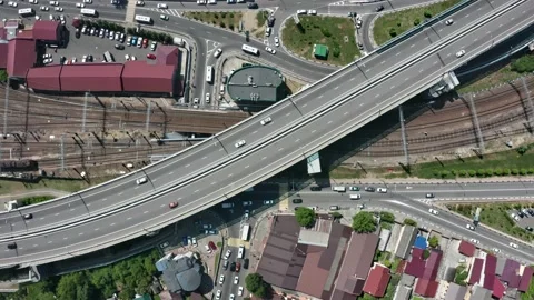 Aerial view of the road junction in sochi, Russia Vidéo 146162575