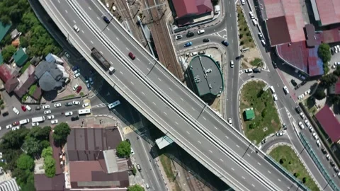 Aerial view of the road junction in sochi, Russia Vidéo 146162601