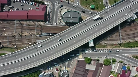 Aerial view of the road junction in sochi, Russia Vidéo 146162626