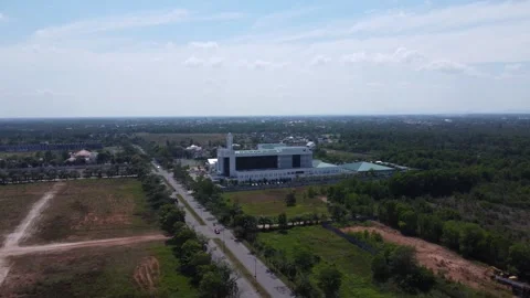 Aerial view of the road leading to the Sultan Agung Islamic Hospital, Banja.. Stock Footage 284925833
