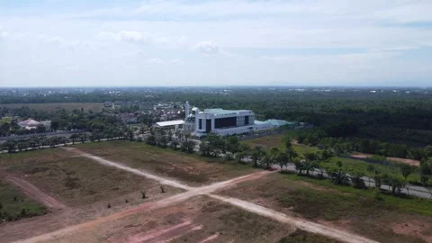Aerial view of the road leading to the Sultan Agung Islamic Hospital, Banja.. Stock Footage 284926813