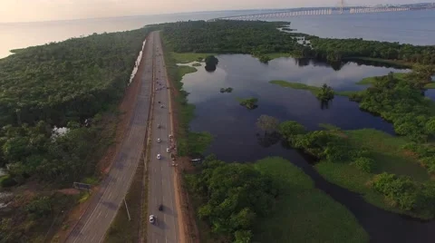 Aerial View of Road in Manaus, Amazon, Brazil Stock Footage