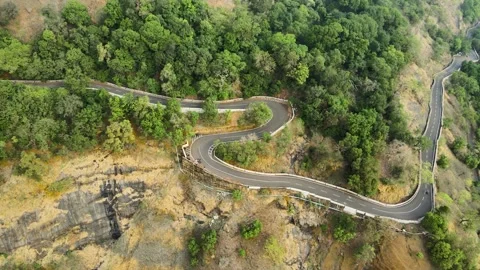 Aerial view of road to the mountain Video stock 156485448