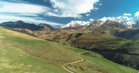 Aerial view of the road in a mountain gorge Stock Footage 154665332